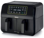 Friteuza dubla cu aer cald Ariete DUAL 4623/00, 1700W, 8 L, 8 programe, 35-200°C, Sincronizare, Panou tactil LCD, Negru