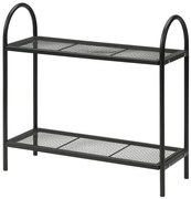 Suport pentru ghivece cu 2 polite din plasa metalica cadru din metal Negru 22 x 60 x 58 cm
