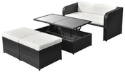 vidaXL Set mobilier de grădină cu perne, 4 piese, negru, poliratan