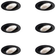 Set de 6 spoturi încastrate negre 9,5 cm incl. LED 1300 lm Dimmable IP23 - Gaius