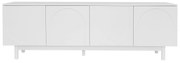 Comodă TV Elegant în Stil Luxos cu Uși Structurate și Rafturi Reglabile, 175x38x56 cm, Alb