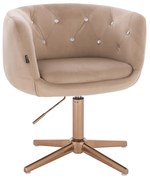 HR333CCROSS Scaun Catifea Latte cu Bază Aurie