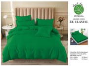 Lenjerie pat dublu, cu elastic, 6 piese - Uni Green