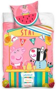 Carbotex Lenjerie de pat pentru copii Pepina Piggy Lemonade Stall, 140 x 200 cm, 70 x 90 cm