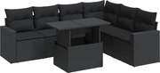 vidaXL Set canapele de grădină cu perne, 7 piese, negru, poliratan