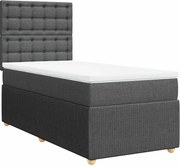 vidaXL Pat box spring cu saltea, gri închis, 80x200 cm, textil