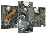 Tablou - decorațiuni argintii de Crăciun (90x60 cm)