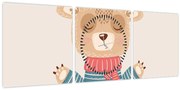 Tablou - Bej ursuleț de pluș cu coroană (cu ceas) (90x30 cm)