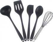 Set 5 ustensile de bucatarie Oliver Voltz OV51612A, Silicon, Rezistente la temperaturi ridicate, Negru