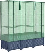 vidaXL Strat înălțat cu husă de seră, aspect ratan, 120x40x138 cm