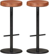 vidaXL Scaune de bar, 2 buc., maro, piele naturală