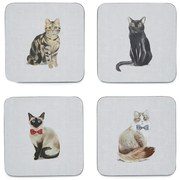 Set 4 suporturi de pahare Cooksmart ® Curious Cats, albastru