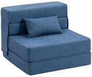 HOMCOM Fotoliu de podea, canapea tapițată, transformabilă în saltea, spumă, perne, Albastru închis | Aosom Romania