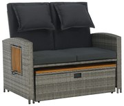 Canapea de grădină din ratan MALORY, gri/natural