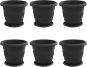 vidaXL Ghivece pentru plante 6 pcs Negru Ø 26 x 21.5 cm Plastic