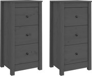 vidaXL Servante, 2 buc., gri, 40x35x80 cm, lemn masiv de pin