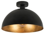Plafoniera industriala neagra cu auriu 35 cm - Magna