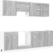 vidaXL Set de dulapuri de bucătărie cu sertar Lyon 8 pcs Gri Sonoma
