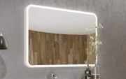 Oglindă lemn masiv retroiluminată LED dreptunghiulară, 100 × 2,9 × 70 cm
