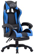 vidaXL Scaun racing suport picioare albastru/negru piele ecologică