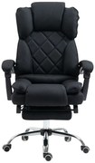 Scaun directorial, suport picioare, funcție recliner, textil, Negru