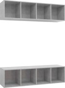 vidaXL Dulapuri TV montate pe perete, 2 buc, gri beton, lemn prelucrat