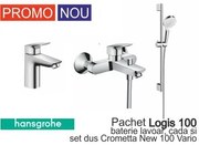 Set baterie lavoar, baterie cada si set de dus, crom, Hansgrohe Logis New