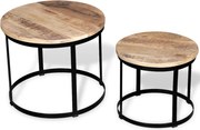 vidaXL Set măsuțe cafea rotunde, lemn mango rugos, 2 buc, 40 cm/50 cm