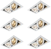 Set de 6 spoturi încastrate albe AR111 reglabile cu 2 lumini - Oneon