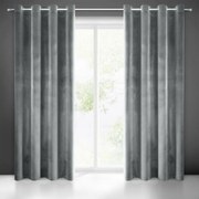 Draperie din catifea gri, de o singură culoare, cu inele metalice 140 x 250 cm