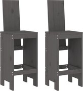 vidaXL Scaune de bar, 2 buc., gri, 40x42x120 cm, lemn masiv de pin