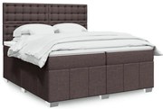 vidaXL Pat box spring cu saltea, maro închis, 200x200 cm, textil