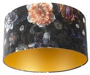 Abajur din catifea cu design floral 50/50/25 interior auriu