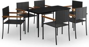 vidaXL Set de servit masa pentru grădină, 7 piese, negru