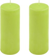 Set de lumânări pilon, 20 cm, Ø 7,5 cm, verde deschis, 2 buc