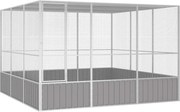 vidaXL Colivie pentru păsări gri 302,5x324,5x211,5 cm oțel galvanizat