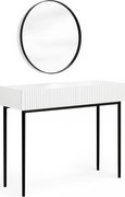 Masa de toaletă cu oglindă neagră Nicole 60 cm - alb mat / picioare negre