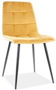 Scaun de sufragerie din catifea galben mustar MILA cu picioare negre