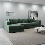 Colțar extensibil dumonde cu ladă de depozitare si sezut confortabil din spuma high-density, Gloria Euphoria Green 320x183 cm