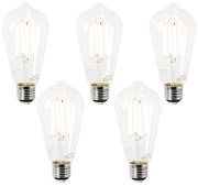 Set de 5 becuri LED E27 ST64 transparente 2.2W 470lm 2700K