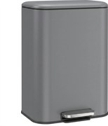 HOMCOM Coș de gunoi dreptunghiular cu pedală 30L, cu găleată interioară detașabilă, închidere silențioasă, mâner, gri închis | Aosom Romania