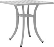 vidaXL Masă de grădină, alb, 53x53x53 cm, aluminiu turnat