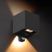 Brilagi - Lampă de perete LED pentru exterior cu senzor CUBE LED/6W/230V neagră IP65