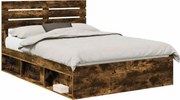 vidaXL Cadru de pat Stejar fumuriu 140 x 200 cm Lemn de pin masiv