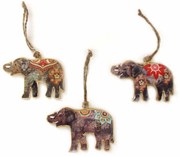 ​Set 3 deco pandantiv Elephant 8x6 cm