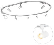 Sistem de iluminat modern pe șină cu 8 spoturi albe monofazate oval 200cm - Iconic Jeana