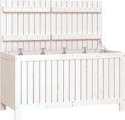 vidaXL Cutie de depozitare grădină, alb, 121x55x64 cm, lemn masiv pin