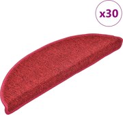 vidaXL Covorașe scări, 30 buc., 56x17x3 cm, semirotunde, roșii