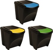 vidaXL Coșuri de gunoi stivuibile 3 buc. antracit, 75 L polipropilenă