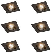 Set de 6 spoturi încastrate pătrate negre reglabile - Artemis